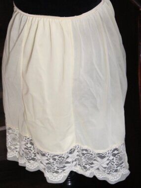Vintage 60's style Yellow Slip Skirt with lace
